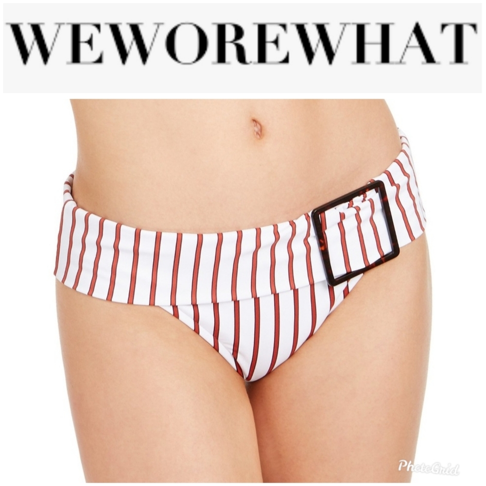 NEW WeWoreWhat Annie Pinstripe Swim Bottom